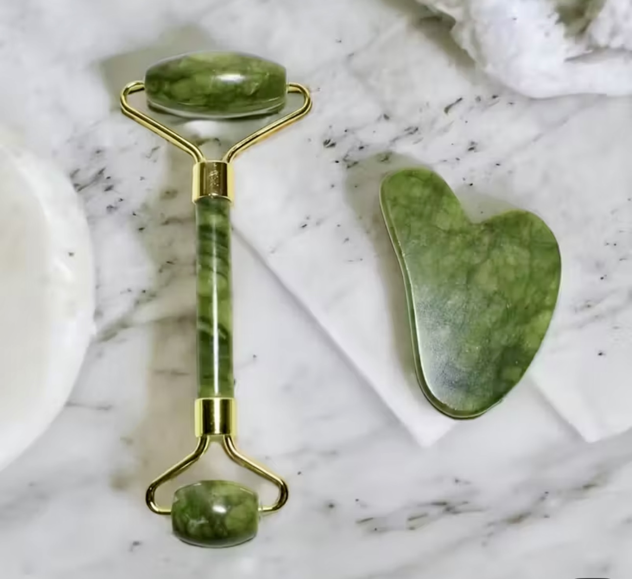 Gua Sha Roller & Stein - Gesichtsmassage-Tool