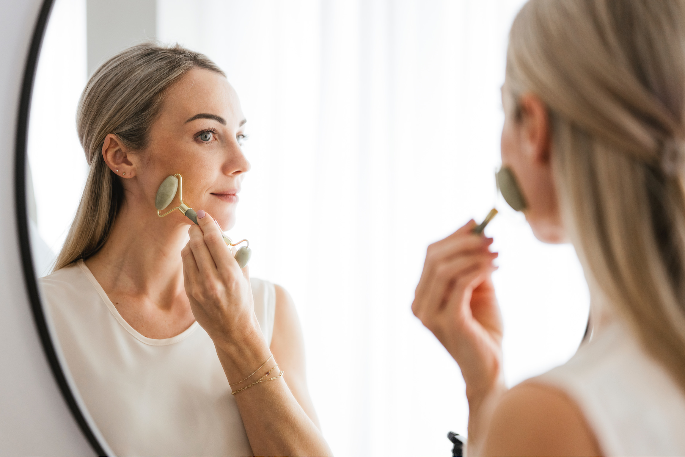 Gua Sha Roller & Stein - Gesichtsmassage-Tool